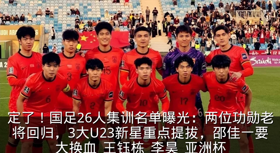 定了!国足26人集训名单曝光:两位功勋老将回归,3大U23新星重点提拔,邵佳一要大换血_王钰栋_李昊_亚洲杯